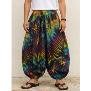 画像: タイダイ染め＊コットン素材＊ゆったりシルエット＊ビッグアラジンパンツ＊バルーンパンツ