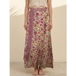 画像: サリー生地＊ポリエステル素材＊フリーサイズ＊二枚重ね＊ロング丈＊ラップスカート