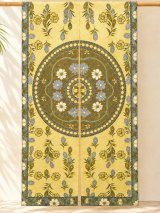 画像: 【１５０ｃｍ×８５ｃｍ】インド綿＊お花プリント＊暖簾＊のれん