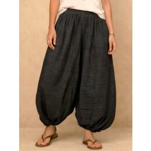 画像: 二色の糸＊コッン素材＊シンプル＊ふんわり＊サルエルパンツ