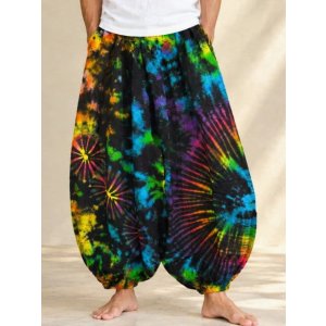 画像: タイダイ染め＊コットン素材＊ゆったりシルエット＊ビッグアラジンパンツ＊バルーンパンツ