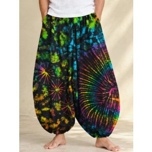 画像: タイダイ染め＊コットン素材＊ゆったりシルエット＊ビッグアラジンパンツ＊バルーンパンツ