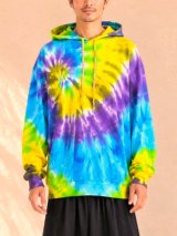 画像: タイダイ染め＊スウェット生地＊カンガルーポケット＊フード付き＊プルオーバー＊ＸＬ