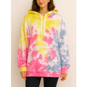 画像: パステルカラー＊タイダイ染め＊コットン素材＊カンガルーポケット＊フード付き＊プルオーバー＊ＸＬ