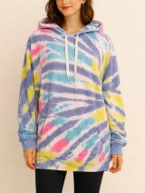 画像: パステルカラー＊タイダイ染め＊コットン素材＊カンガルーポケット＊フード付き＊プルオーバー＊ＸＬ