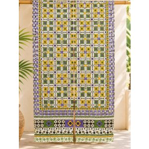 画像: 【１５０ｃｍ×８５ｃｍ】インド綿＊レトロ調プリント＊暖簾＊のれん