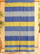 画像: 【１５０ｃｍ×８５ｃｍ】インド綿＊レトロ調プリント＊暖簾＊のれん