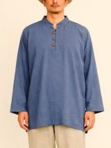 画像: 無地＊コットン素材＊マオカラー＊三つボタン＊ロングスリーブ＊プルオーバー＊ＸＬ