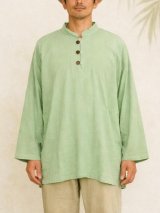 画像: 無地＊コットン素材＊マオカラー＊三つボタン＊ロングスリーブ＊プルオーバー＊ＸＬ