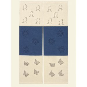 画像: 【１５０ｃｍ×８５ｃｍ】インド綿＊ひよこと蝶々プリント＊暖簾＊のれん