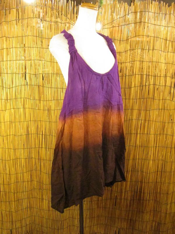 画像: 手染め★コットン素材★グラデーションカラー★背中Ｙ字★ワンピース