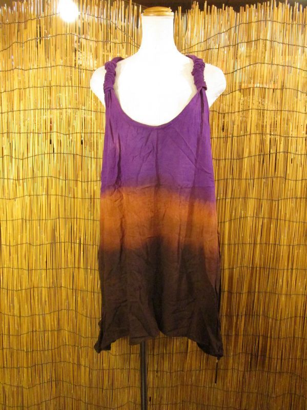 画像1: 手染め★コットン素材★グラデーションカラー★背中Ｙ字★ワンピース