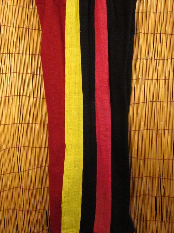 画像: 粗織りコットン素材＊切り替えカラー＊ストレートパンツ