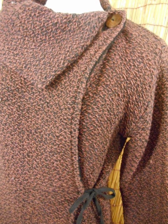 画像: 二色の毛糸＊織り生地＊カシュクールジャケット