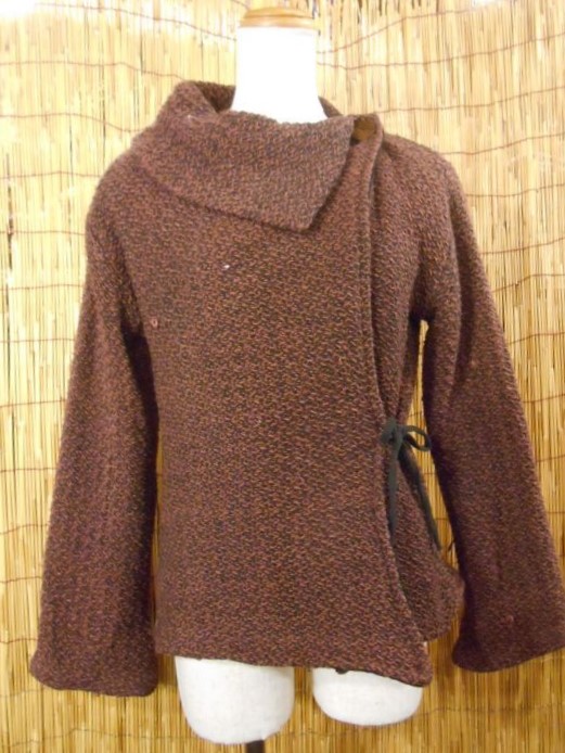 画像1: 二色の毛糸＊織り生地＊カシュクールジャケット