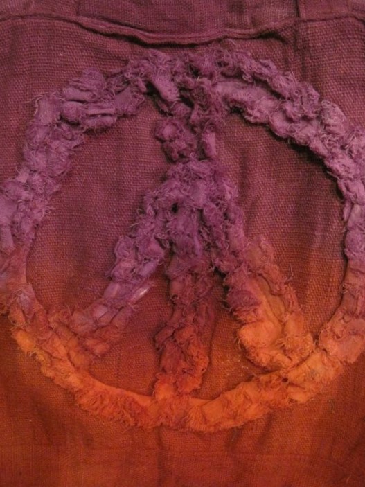 画像: 粗織りコットン素材＊ピースマーク＊ボストンバッグ