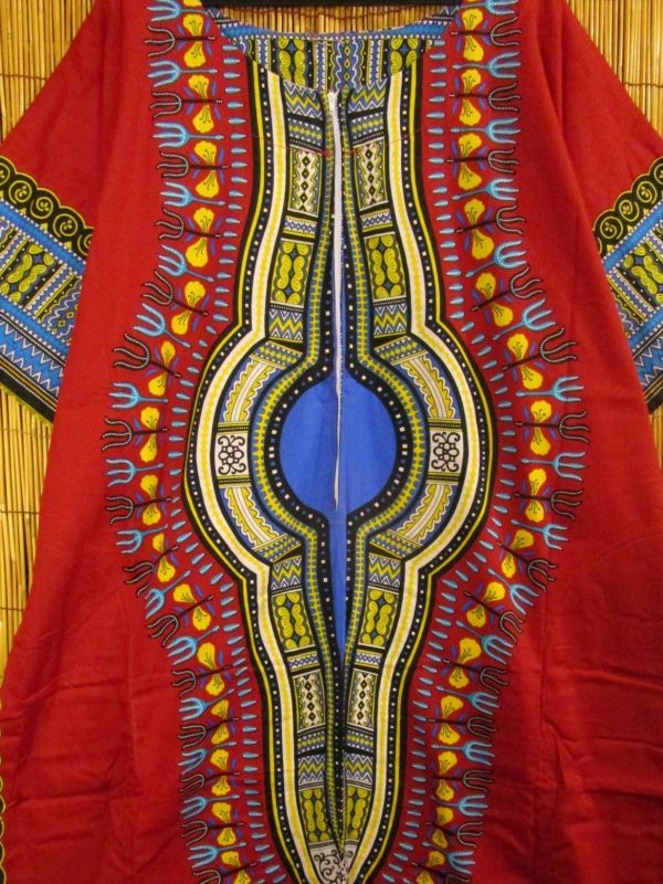 画像: ゆったりサイズ＊コットン素材＊アフリカンプリント＊ダシキ＊ＤＡＳＨＩＫＩ＊ロングワンピース