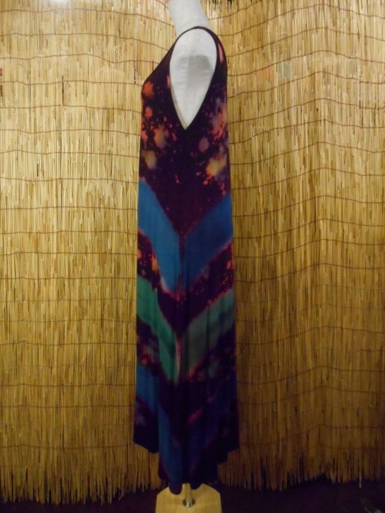 画像: ストレッチ＊レーヨン素材＊抜染プリント＊ノースリーブ＊ロングワンピース