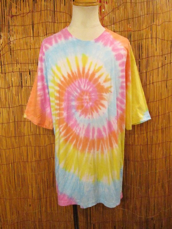 画像: パステルカラー調＊タイダイ染め＊コットン素材＊半袖＊Ｔシャツ＊ＸＬ