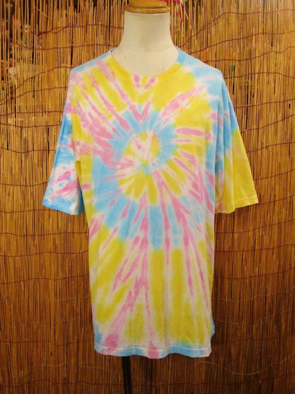 画像: パステルカラー調＊タイダイ染め＊コットン素材＊半袖＊Ｔシャツ＊ＸＬ