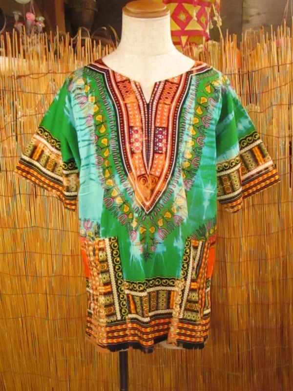 画像: タイダイ染め＊アフリカンプリント＊ダシキ＊ＤＡＳＨＩＫＩ＊Ｌ