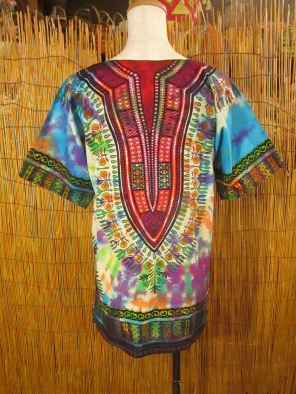 画像: タイダイ染め＊アフリカンプリント＊ダシキ＊ＤＡＳＨＩＫＩ＊Ｓ