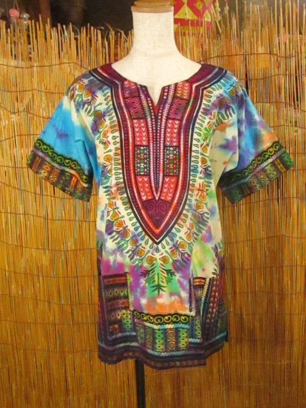 画像: タイダイ染め＊アフリカンプリント＊ダシキ＊ＤＡＳＨＩＫＩ＊Ｓ