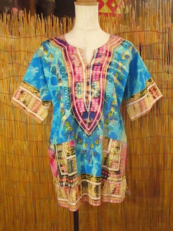 画像: タイダイ染め＊アフリカンプリント＊ダシキ＊ＤＡＳＨＩＫＩ＊Ｓ