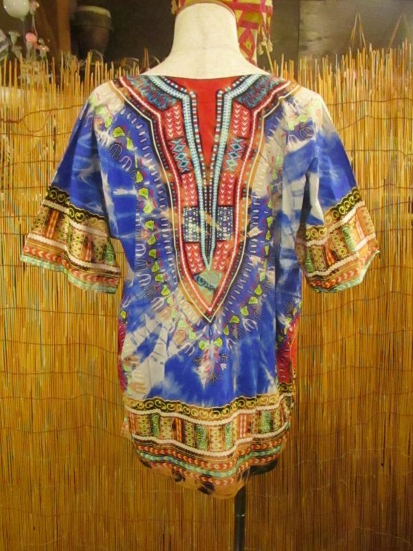 画像2: タイダイ染め＊アフリカンプリント＊ダシキ＊ＤＡＳＨＩＫＩ＊Ｌ