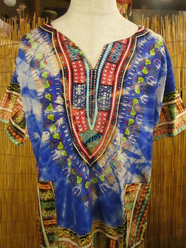 画像: タイダイ染め＊アフリカンプリント＊ダシキ＊ＤＡＳＨＩＫＩ＊Ｌ