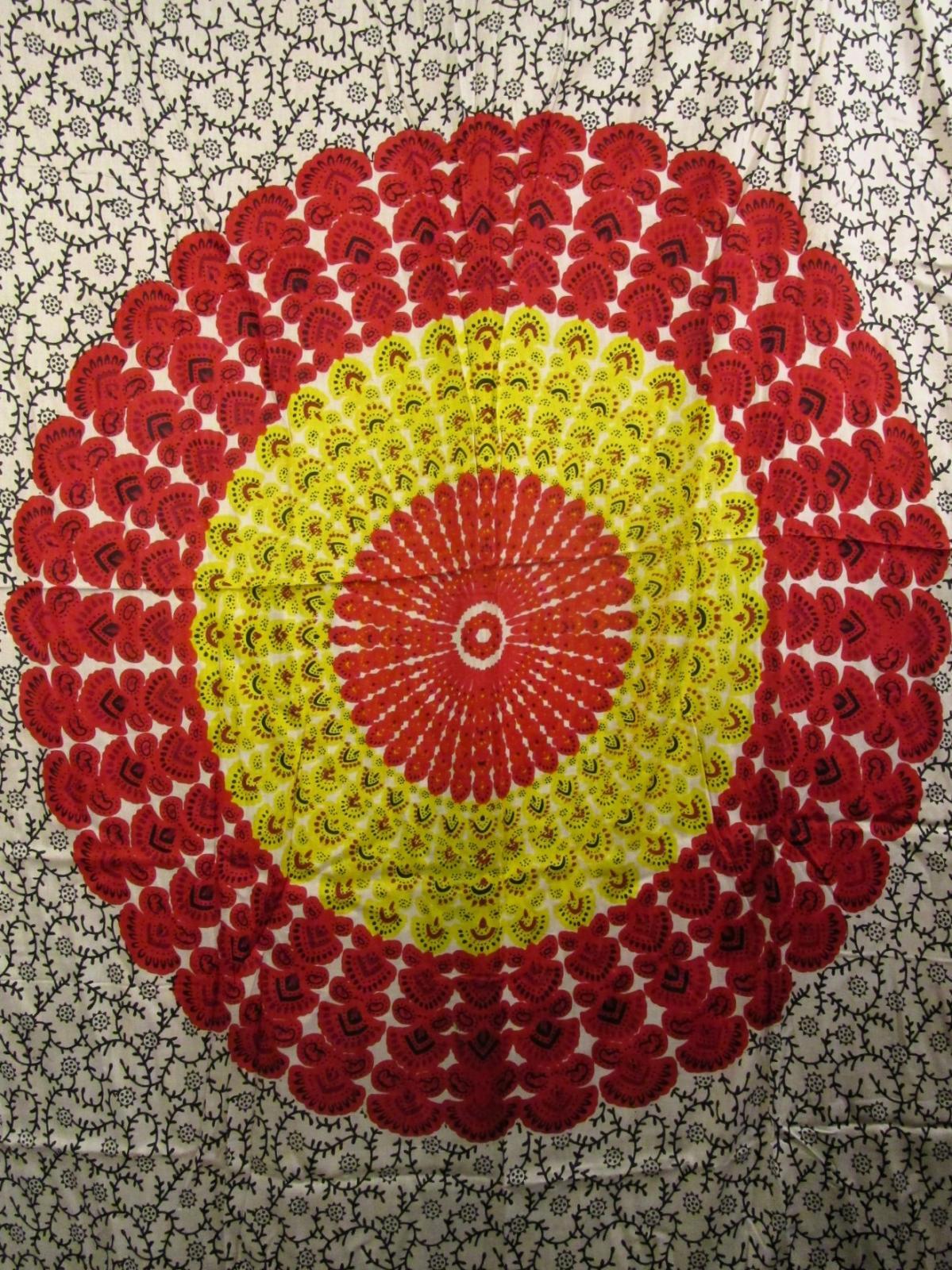 画像: 曼荼羅風プリント＊レーヨン素材＊フリンジ＊マルチクロス＊パレオ