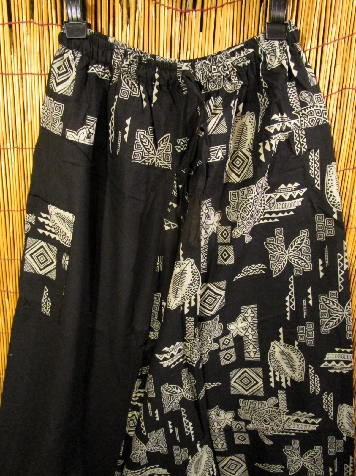画像2: 黒色＋和風プリント＊切り替え＊コットン素材＊ふんわり＊サルエルパンツ