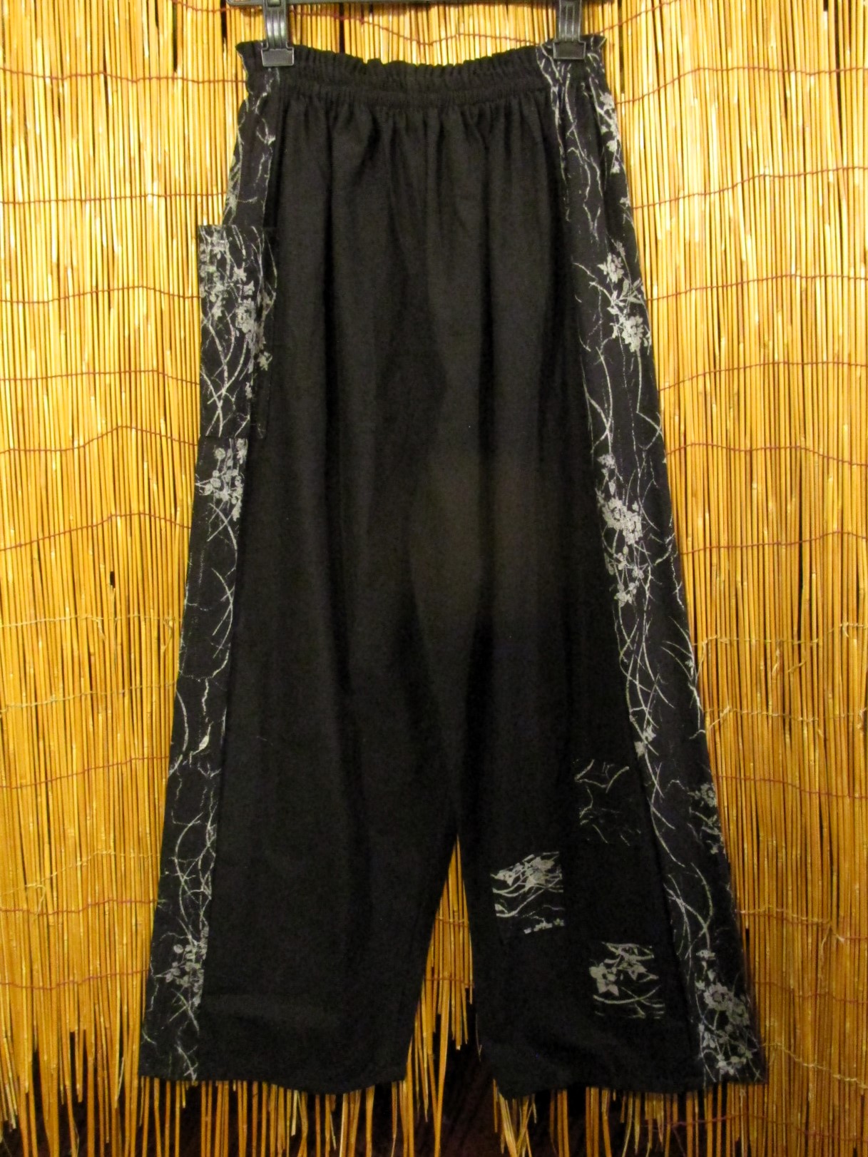 画像1: 黒色ベース＊コットン素材＊サイド切り替え＊ロングパンツ