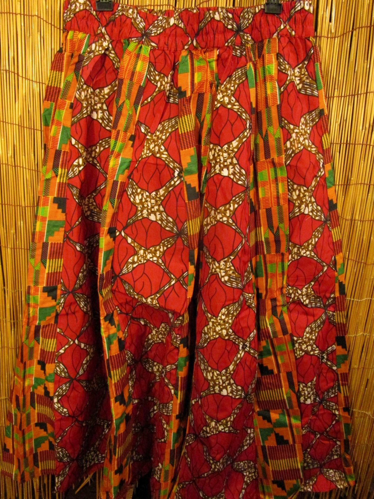 画像: アフリカンプリント＊コットン素材＊スーパーフレアー＊切り替え＊ロングスカート