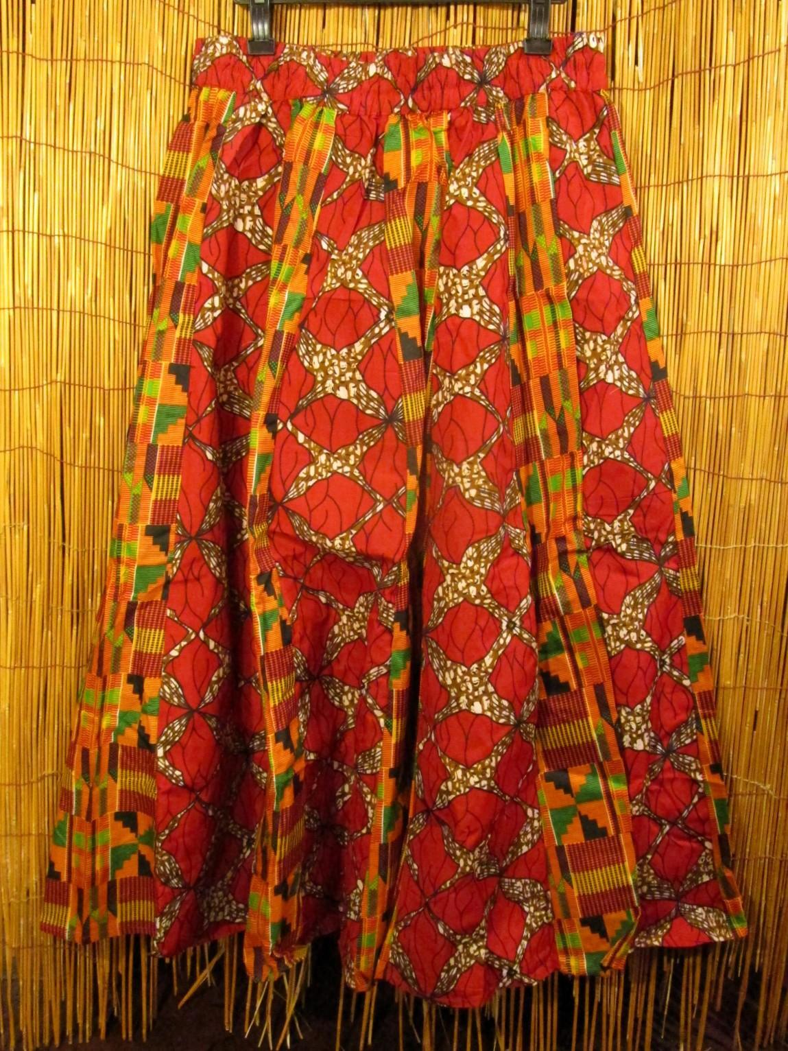 画像2: アフリカンプリント＊コットン素材＊スーパーフレアー＊切り替え＊ロングスカート