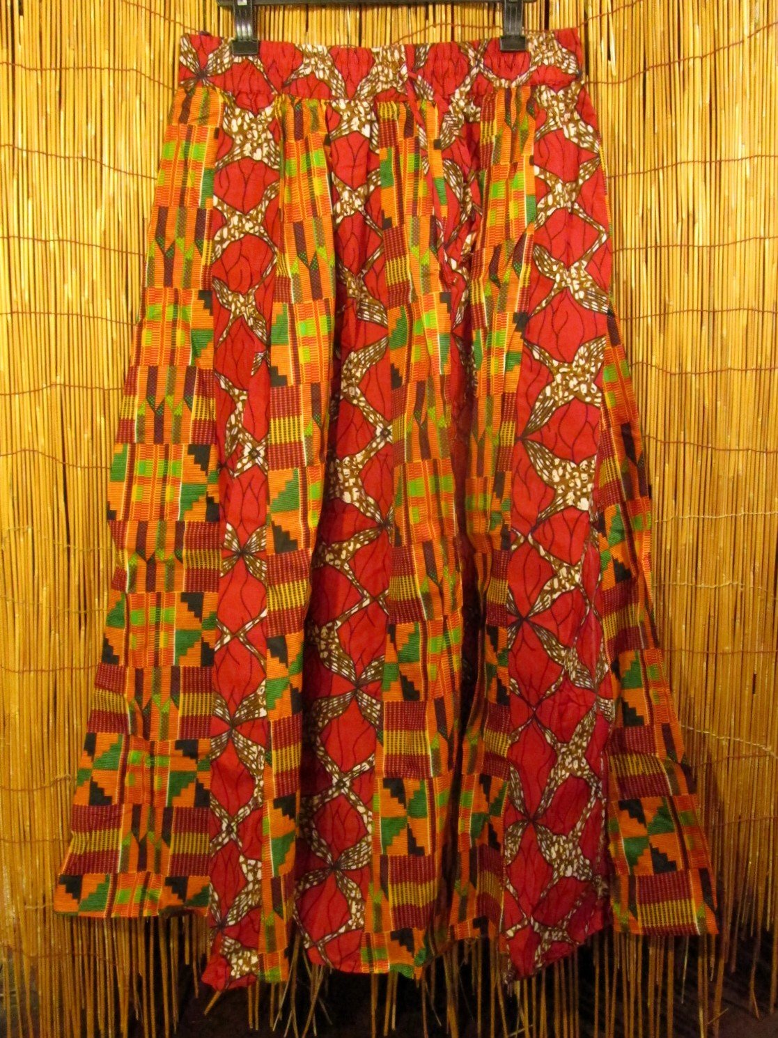 画像1: アフリカンプリント＊コットン素材＊スーパーフレアー＊切り替え＊ロングスカート