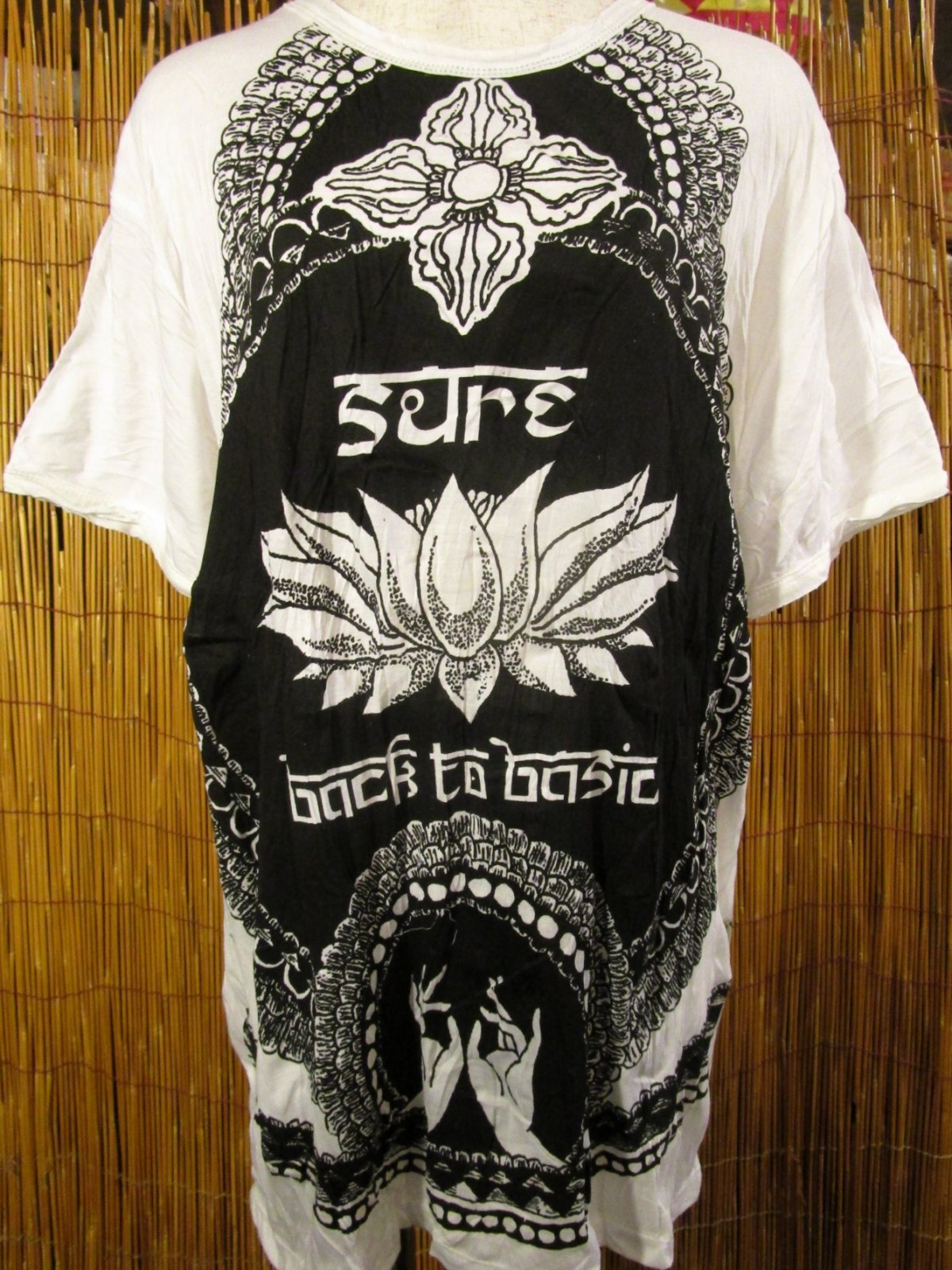 画像: ロータスプリント＊皺加工＊コットン素材＊半袖＊Ｔシャツ