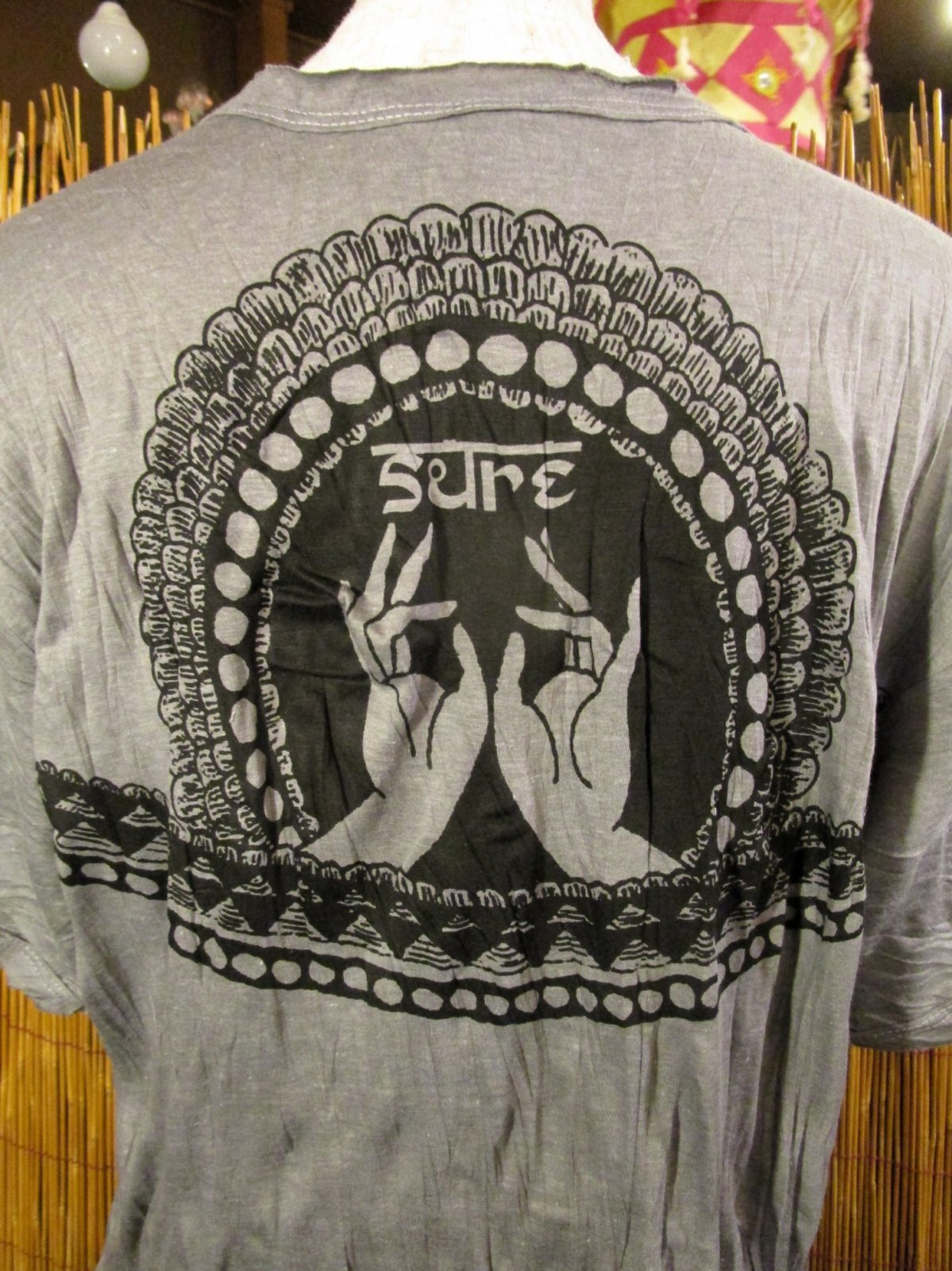 画像: ロータスプリント＊皺加工＊コットン素材＊半袖＊Ｔシャツ