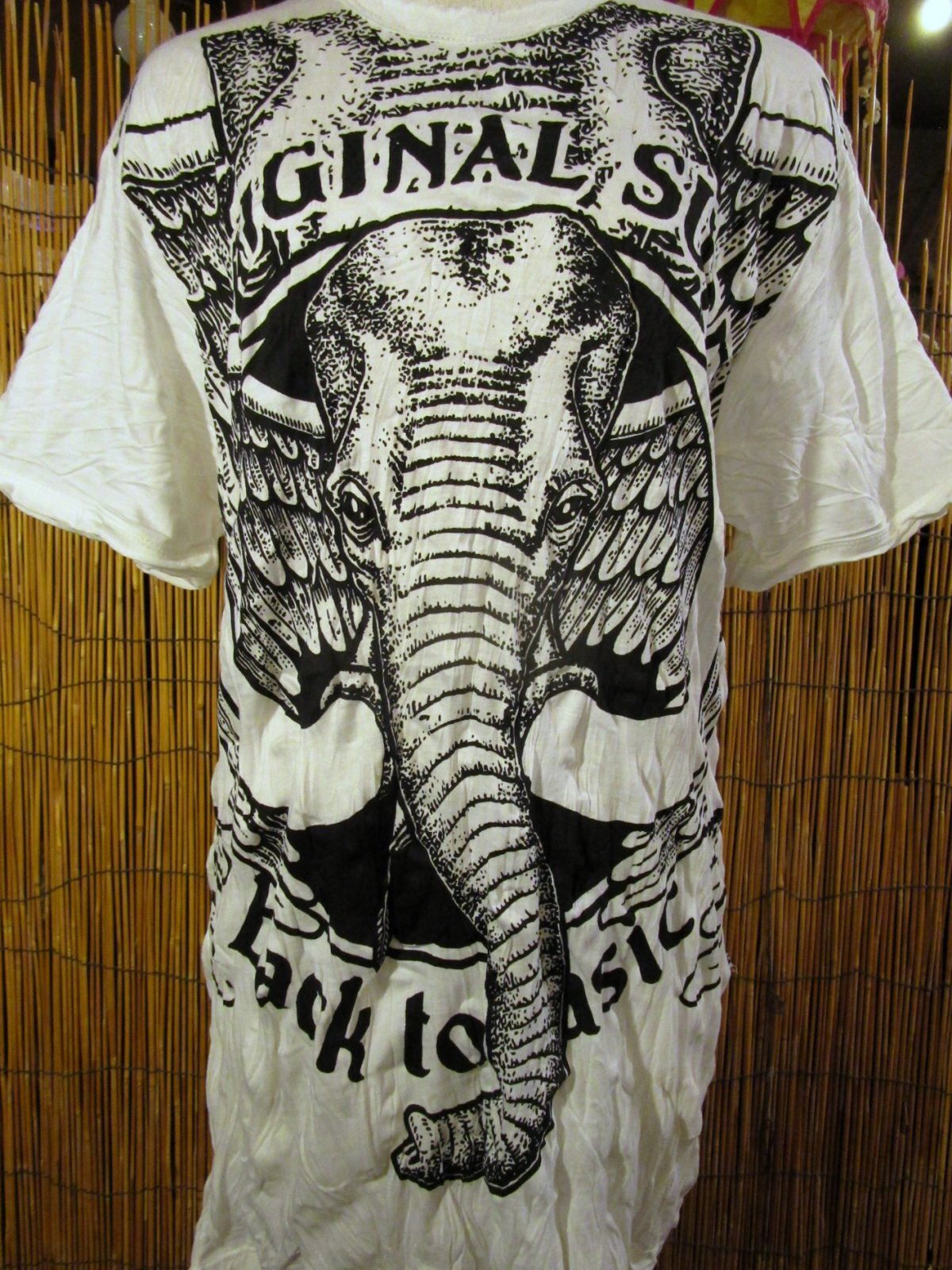 画像: 象さんプリント＊皺加工＊コットン素材＊半袖＊Ｔシャツ