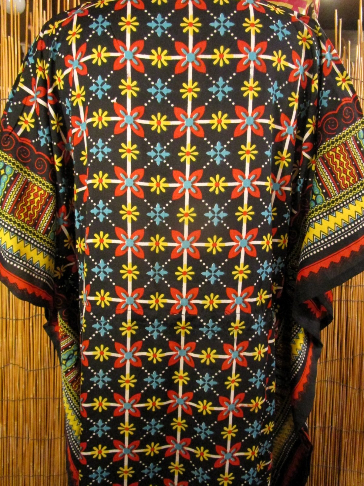 画像: 薄手ビスコース素材＊ゆったりサイズ＊アフリカンプリント＊ガラベーヤ＊ポンチョ風＊マキシ丈＊ワンピース＊ベリーダンス