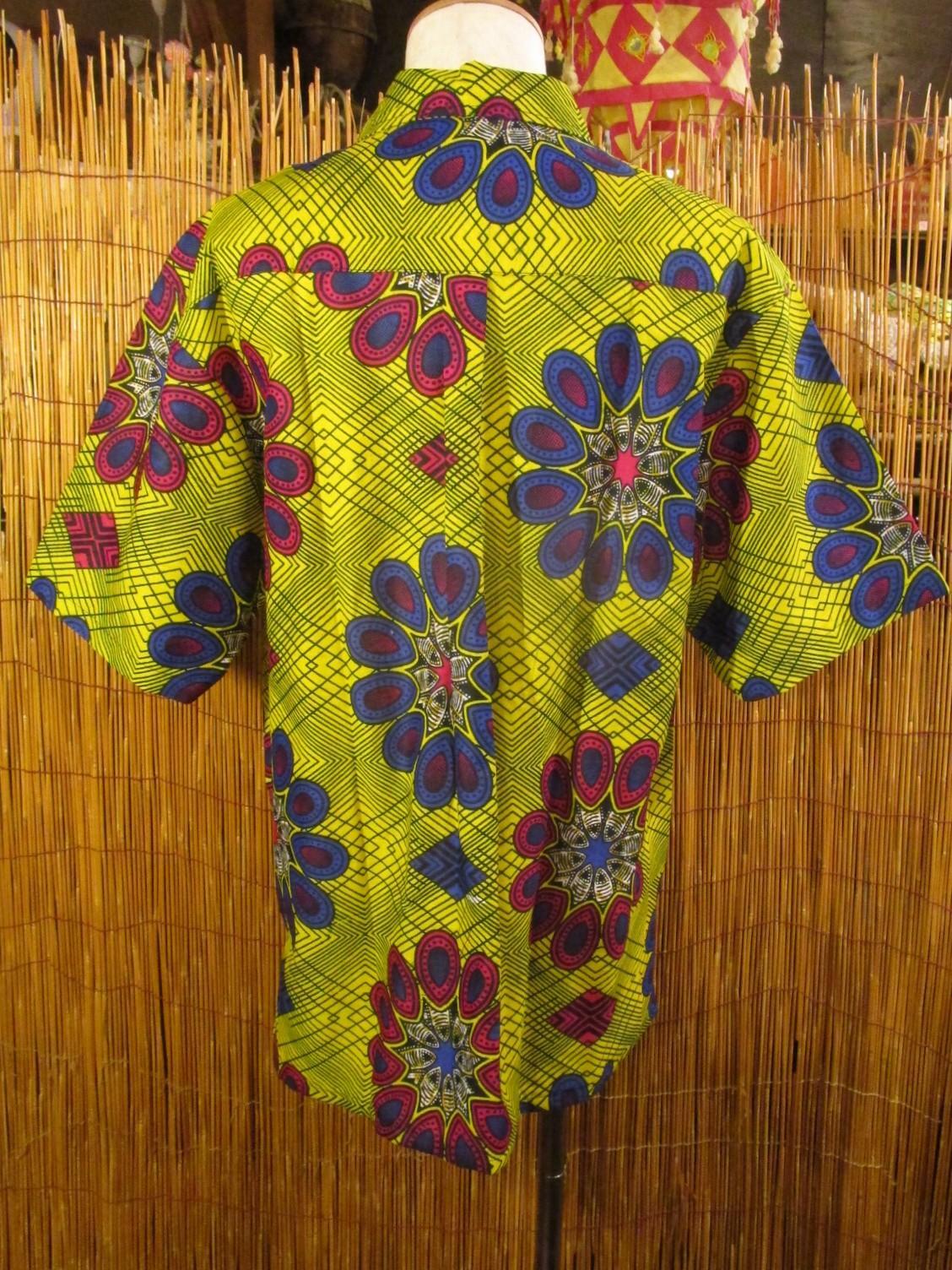画像3: アフリカンプリント＊コットン素材＊半袖＊シャツ ＊Ｌ