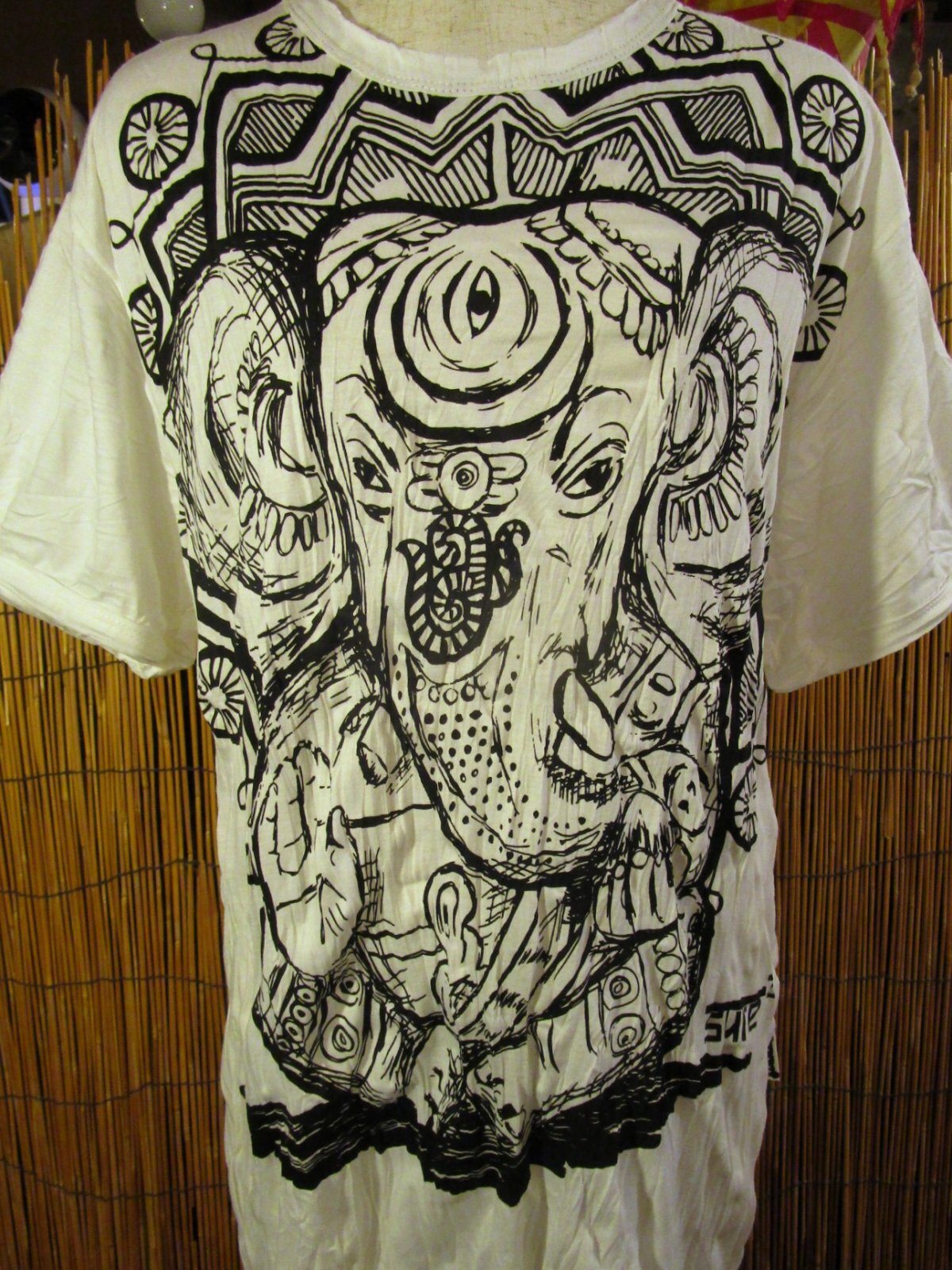 画像: ガネーシャプリント＊皺加工＊コットン素材＊半袖＊Ｔシャツ