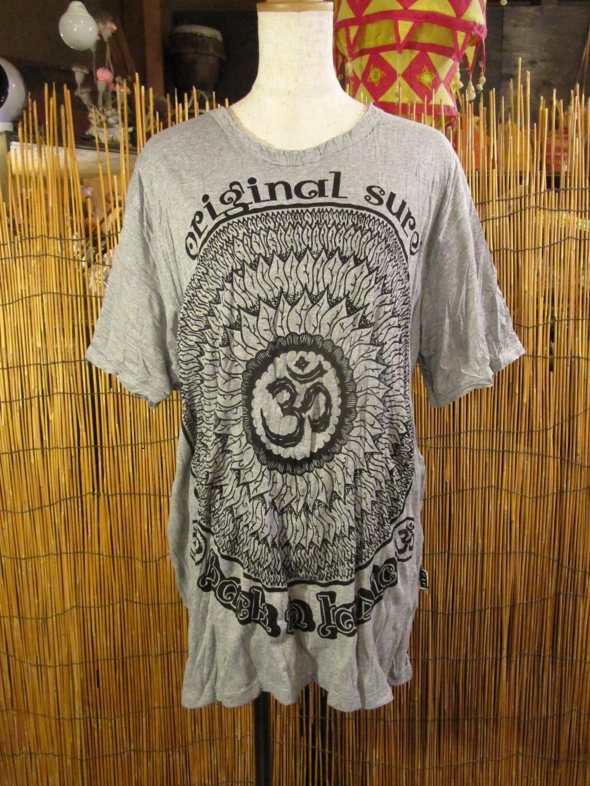 画像1: 曼荼羅風オームプリント＊皺加工＊コットン素材＊半袖＊Ｔシャツ