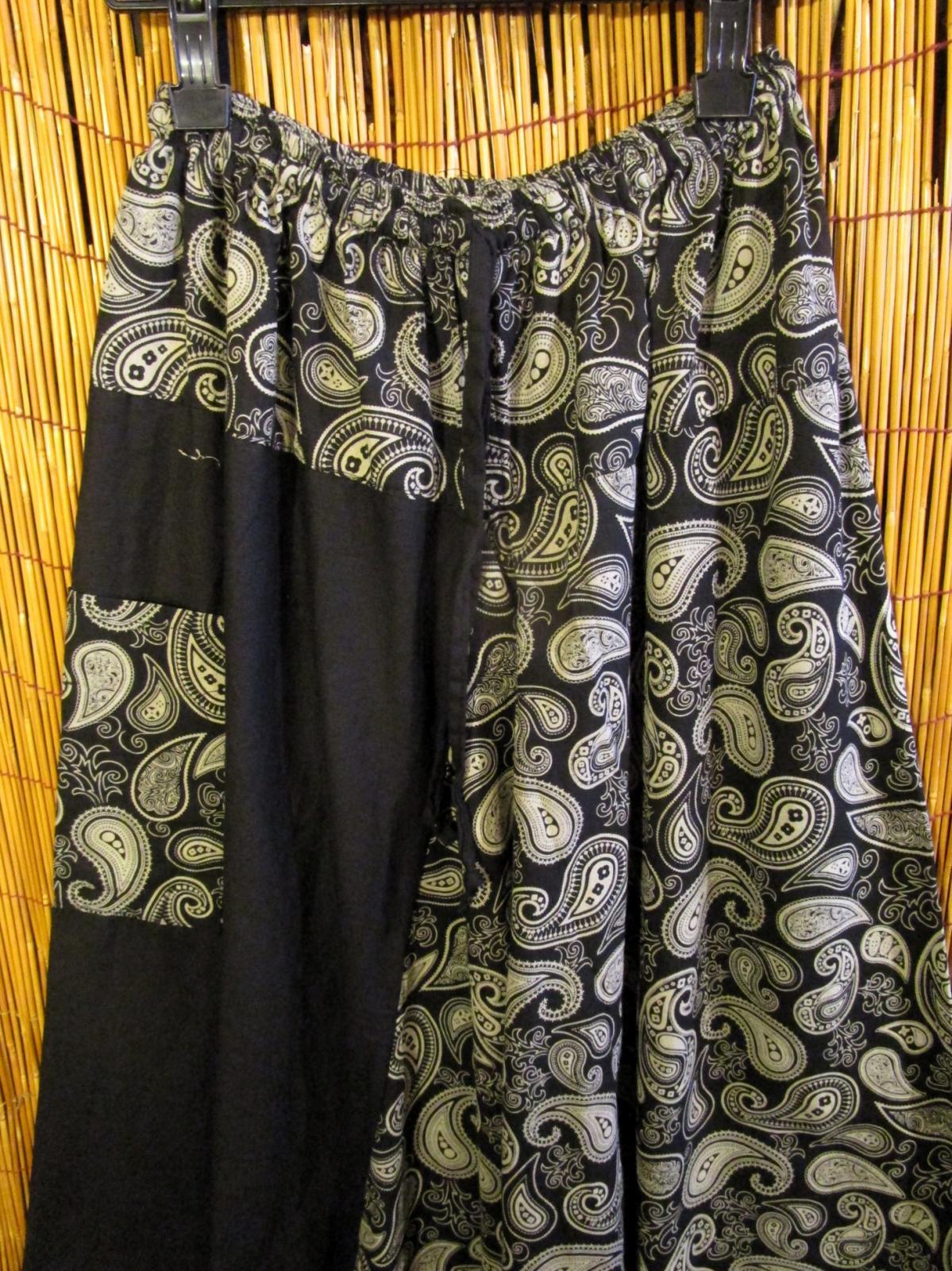 画像2: 黒色＋和風プリント＊切り替え＊コットン素材＊ふんわり＊サルエルパンツ