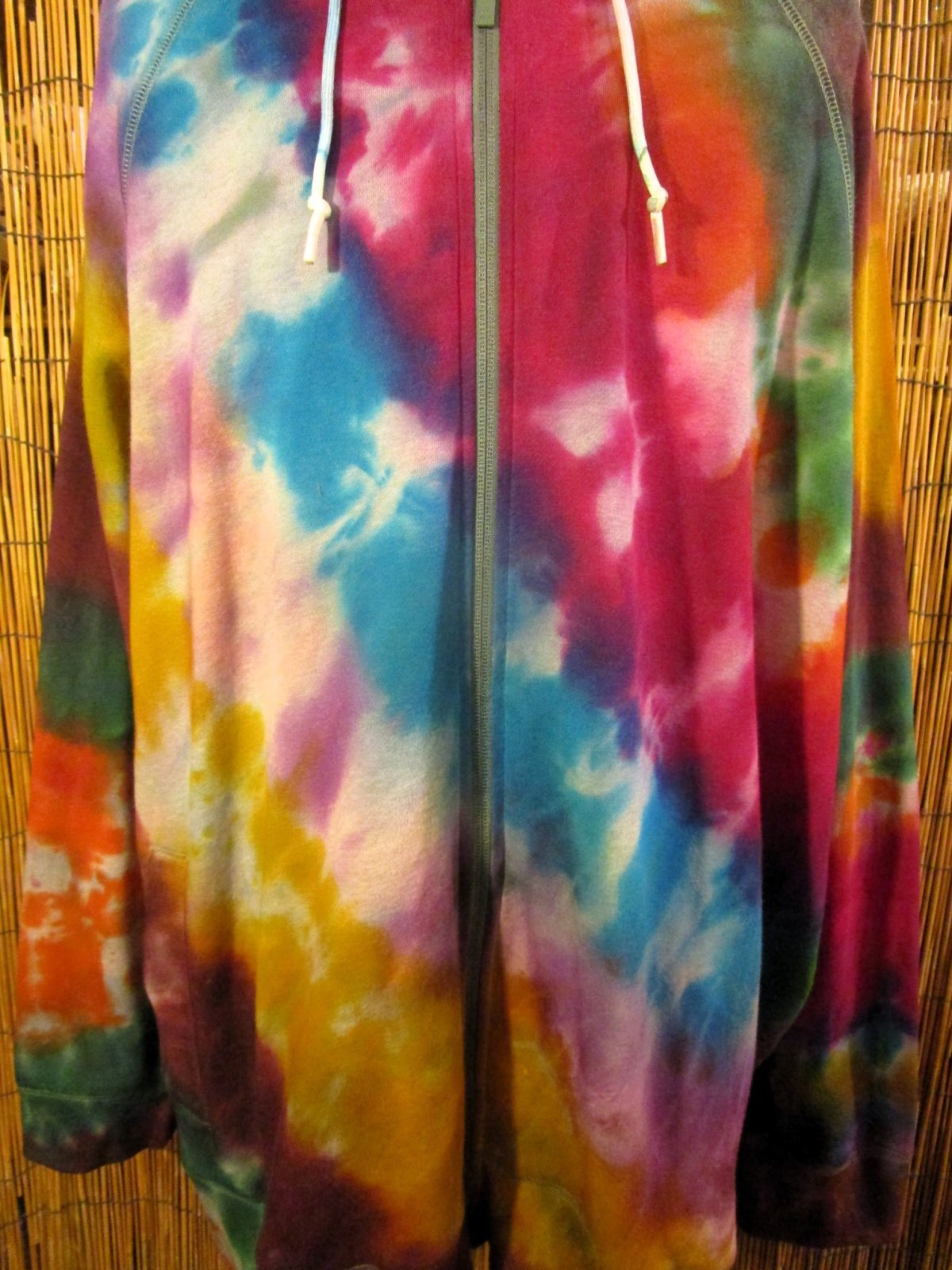 画像: ビッグサイズ＊タイダイ染め＊裏起毛＊スウェット生地＊ジップアップ＊パーカー