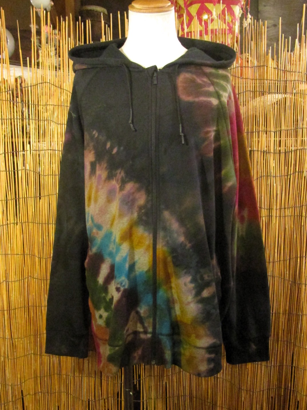 画像1: ビッグサイズ＊タイダイ染め＊裏起毛＊スウェット生地＊ジップアップ＊パーカー