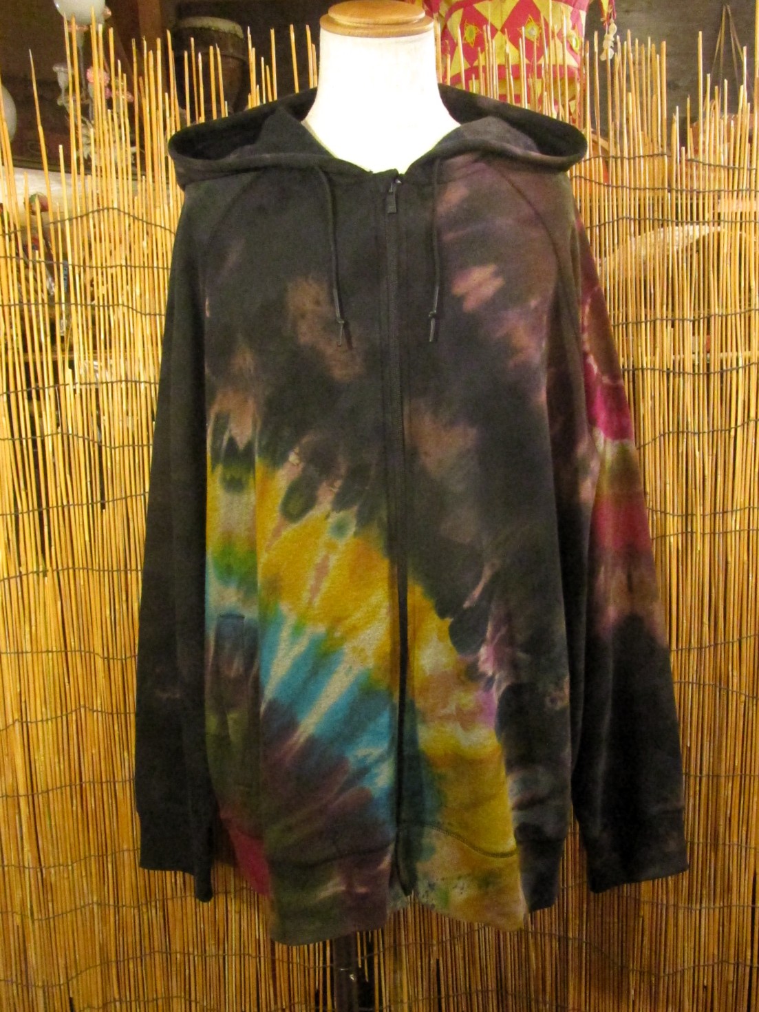 画像1: ビッグサイズ＊タイダイ染め＊裏起毛＊スウェット生地＊ジップアップ＊パーカー
