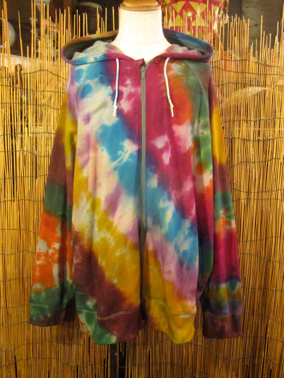 画像1: ビッグサイズ＊タイダイ染め＊裏起毛＊スウェット生地＊ジップアップ＊パーカー