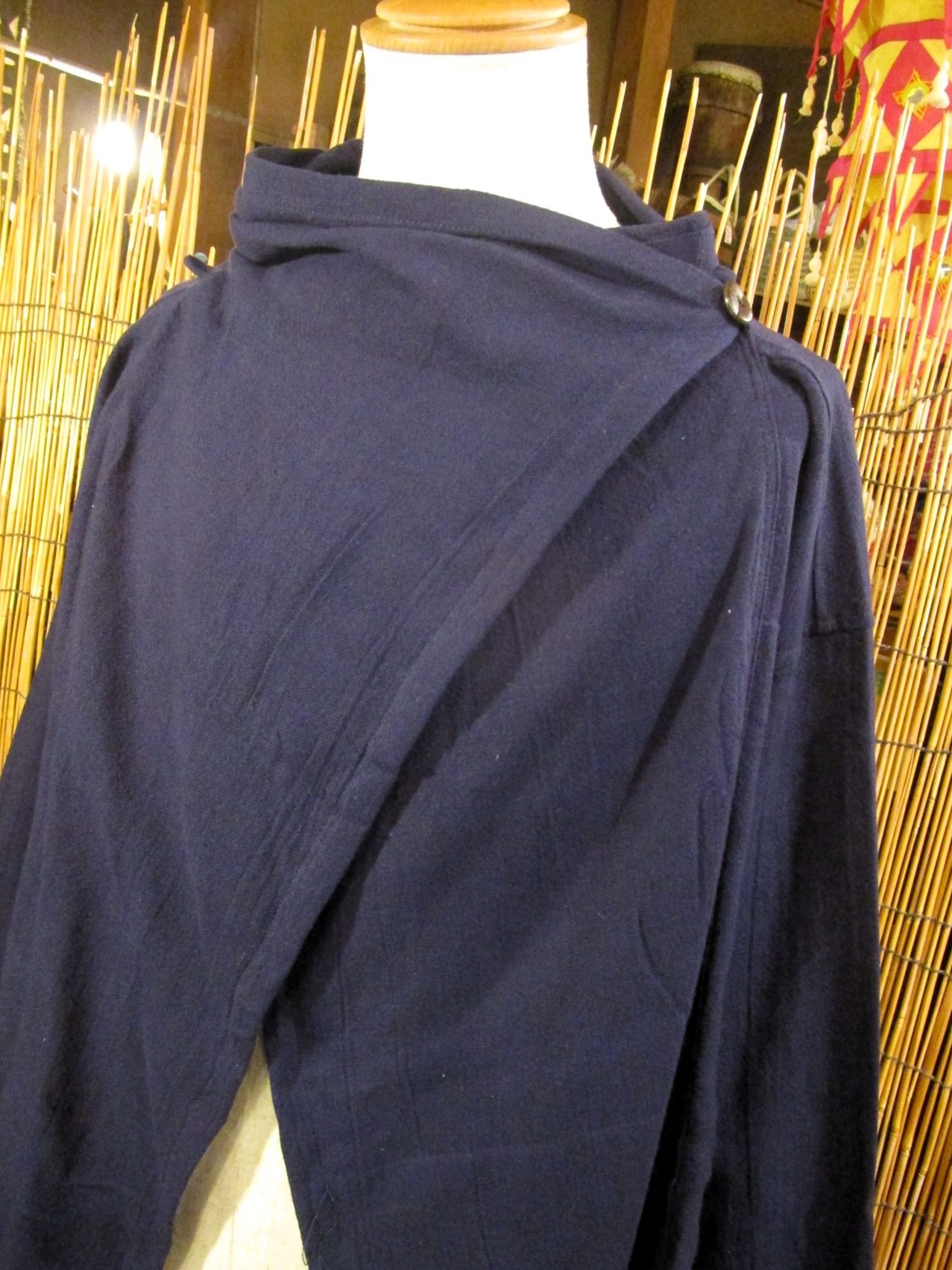 画像: 紺色＊コットン素材＊ゆったりサイズ＊２ＷＡＹ＊スナフキン＊旅人風コート