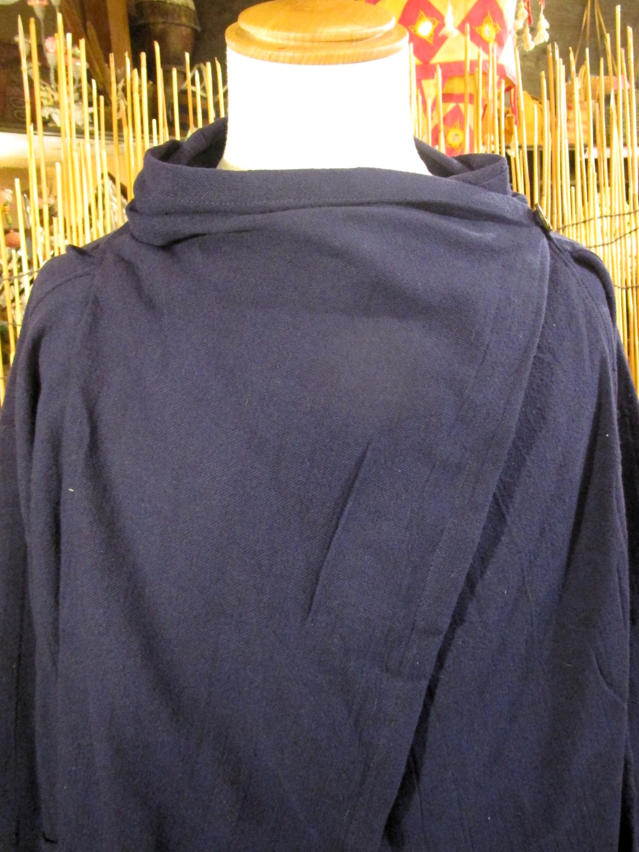 画像: 紺色＊コットン素材＊ゆったりサイズ＊２ＷＡＹ＊スナフキン＊旅人風コート